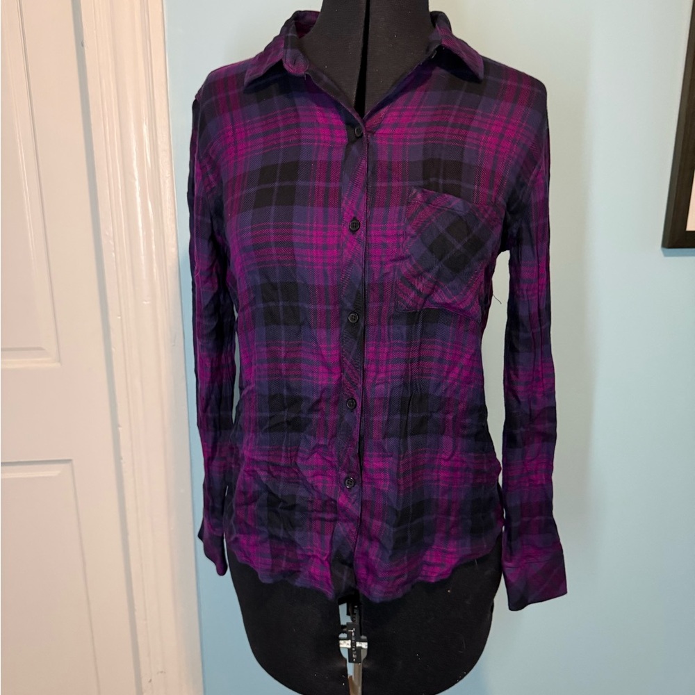 Rails Plaid Magenta Button Up NWT